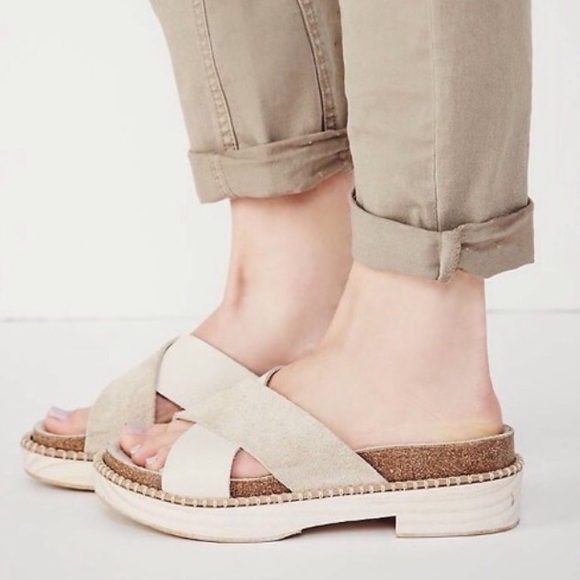 Free People Shoes - Free People Brickel Ivory Leather Suede Sandals
